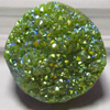 Huge Size - 31x31 mm Diamond Sparkle - Lime Green - DRUZY - Round Shape Cabochon